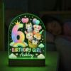 Picture of Personalized  Birthday Girl Night Light, Custom Name LED Lamp, Cute Animal Birthday Decor, 6 Year Old Girl Gift, Kids Bedroom Night Light