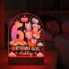 Picture of Personalized  Birthday Girl Night Light, Custom Name LED Lamp, Cute Animal Birthday Decor, 6 Year Old Girl Gift, Kids Bedroom Night Light