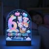 Picture of Personalized  Birthday Girl Night Light, Custom Name LED Lamp, Cute Animal Birthday Decor, 6 Year Old Girl Gift, Kids Bedroom Night Light