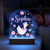 Picture of Personalized Goose Night Light, Custom Name LED Lamp for Girls, Cute Goose Nursery Decor, Floral Night Light, Baby Girl Bedroom Gift Decor