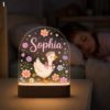 Picture of Personalized Goose Night Light, Custom Name LED Lamp for Girls, Cute Goose Nursery Decor, Floral Night Light, Baby Girl Bedroom Gift Decor