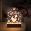 Picture of Personalized Goose Night Light, Custom Name LED Lamp for Girls, Cute Goose Nursery Decor, Floral Night Light, Baby Girl Bedroom Gift Decor