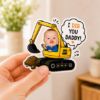 Picture of Personalized Car Kids Photo Fridge Magnet: Kids Face With Truck Frame Magnet, Fathers Day Gift For Dad, Grandpa, Papa Acrylic Magnet Decor