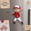 Picture of Custom Photo Acrylic Magnet, Personalized Baseball Player Magnet, Custom Baseball Photo Magnet, Fridge Magnet Gift, Baseball Team Keepsake