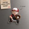 Picture of Custom Photo Acrylic Magnet, Personalized Baseball Player Magnet, Custom Baseball Photo Magnet, Fridge Magnet Gift, Baseball Team Keepsake