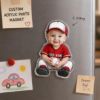 Picture of Custom Photo Acrylic Magnet, Personalized Baseball Player Magnet, Custom Baseball Photo Magnet, Fridge Magnet Gift, Baseball Team Keepsake