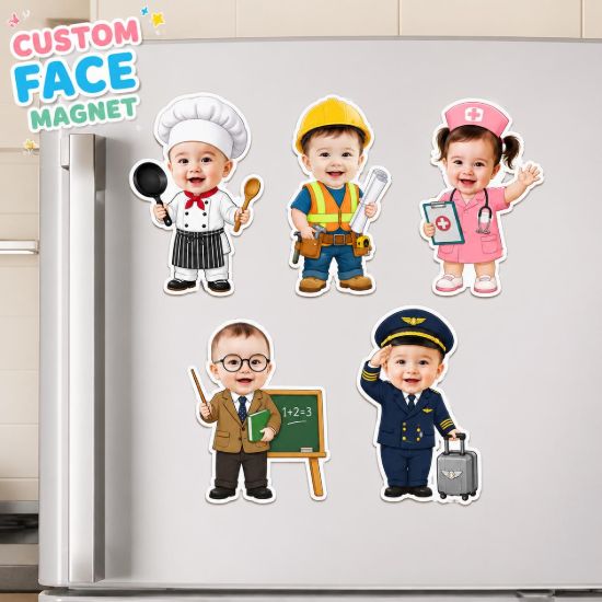 Picture of Personalized Career Face Magnet, Custom Photo Fridge Magnet, Future Profession Gift Kids, Doctor Teacher Pilot Magnet, Acrylic Refrigerator