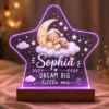 Picture of Personalized Baby Bear Night Light, Custom Baby Name LED Lamp, Bear Moon Acrylic Night Light, Nursery Decor, Baby Shower Gift Birthday