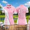 Picture of Personalized Women’s Golf Polo Shirt, Eat Sleep Golf Repeat Pink Golf Jersey, Custom Name Sleeve, Golfer Gift for Her, Golf Girl Polo Shirt