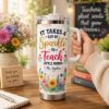 Picture of Back To School Teacher Tumbler 20oz, Personalized Teacher Cup, Custom Name Tumbler, Teacher Appreciation Gift, Floral Rainbow Tumbler Gift