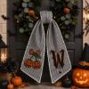Picture of Personalized Halloween Embroidered Wreath Sash, Custom Monogram Door Bow, Pumpkin Wreath Bow, Fall Front Door Decor, Halloween Home Decor