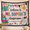 Picture of Personalized Teacher Classroom Banner, Custom Teacher Name Tapestry, Welcome Classroom Decor, Back to School Wall Hanging, Back to School