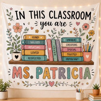 Picture of Personalized Teacher Classroom Tapestry Banner, In This Classroom You Are Sign, Custom Teacher Wall Decor, Classroom Decor Back to School
