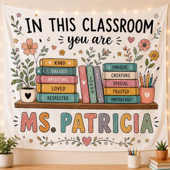 Picture of Personalized Teacher Classroom Tapestry Banner, In This Classroom You Are Sign, Custom Teacher Wall Decor, Classroom Decor Back to School