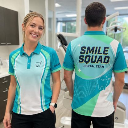 Picture of Personalized Smile Squad Dental Team Polo, Custom Dental Office Shirt, Personalized Dentist Staff Uniform, Dental Hygienist Polo Team