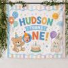 Picture of Custom First Birthday Banner, One-derful Birthday Backdrop, Personalized Baby Photo Banner, Pastel Rainbow 1st Birthday Party Decoration