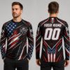 Picture of Personalized Racing Jersey Shirt, Custom Name Number Race Car Shirt, American Flag Motorsport Tee, Short Sleeve Pit Crew Shirt, Racer Gift