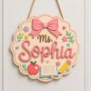Picture of Custom Teacher Door Hanger Sign, Personalized Classroom Name, Back to School Classroom Decor, Teacher Appreciation Gift, Wooden School Sign