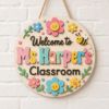 Picture of Personalized Bee Teacher Door Sign, Custom Classroom Welcome Sign, Floral Classroom Decor, Teacher Appreciation Gift, Back to School Hanger