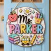 Picture of Personalized Teacher Door Sign, Custom Classroom Name Sign, Round Wooden Teacher Door Hanger, Teacher Appreciation Gift, Back To School