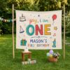 Picture of First Birthday Banner, Yay I Am One Backdrop, Custom Name 1st Birthday Party Decor, One Year Old Birthday Banner, Colorful Kids Party Sign