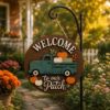 Picture of Personalized Fall Pumpkin Truck Door Sign, Welcome to Our Patch Wooden Door Hanger, Rustic Farmhouse Autumn Porch Decor Patch Autumn