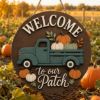 Picture of Personalized Fall Pumpkin Truck Door Sign, Welcome to Our Patch Wooden Door Hanger, Rustic Farmhouse Autumn Porch Decor Patch Autumn