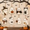 Picture of Cute Halloween Ghost Ornament, 2D Flat Ghost Tree Decor, Personalized Spooky Pumpkin Ornament, Halloween Party Decor, Fall Hanging Gift