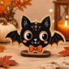 Picture of Vintage Cute Halloween Wooden Table Decor, Owl Witch Shelf Sitter, Halloween Tiered Tray Decor, Fall Wood Sign, Spooky Cute Home Decoration