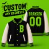 Picture of Custom Halloween Varsity Jacket For Kids, Personalized Name Number Initial, Basic Spooky Baseball Jacket, Boys Girls Halloween Outfit Gift
