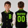 Picture of Custom Halloween Varsity Jacket For Kids, Personalized Name Number Initial, Basic Spooky Baseball Jacket, Boys Girls Halloween Outfit Gift