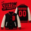 Picture of Custom Halloween Varsity Jacket For Kids, Personalized Name Number Initial, Basic Spooky Baseball Jacket, Boys Girls Halloween Outfit Gift