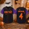 Picture of Personalized Halloween Baseball Jersey, Custom Name Number Spooky Bat Shirt, Orange Black Pinstripe Jersey, Kids Halloween Party Outfit