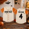 Picture of Personalized Halloween Baseball Jersey, Custom Name Number Spooky Bat Shirt, Orange Black Pinstripe Jersey, Kids Halloween Party Outfit