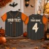 Picture of Personalized Halloween Baseball Jersey, Custom Name Number Spooky Bat Shirt, Orange Black Pinstripe Jersey, Kids Halloween Party Outfit