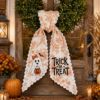 Picture of Custom Halloween Wreath Sash Bow, Trick  Treat Wreath Bow, Ghost Pumpkin Front Door, Personalized Halloween Wreath Decor, Fall Porch Decor
