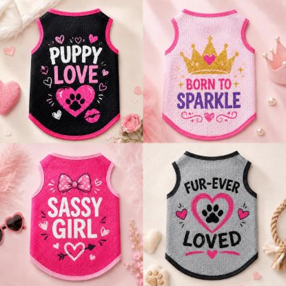 Picture of Personalized Mesh Pet Jersey, Custom Dog Cat Shirt, Puppy Love Jersey, Cute Pink Pet Tank, Small Dog Apparel, Dog Mom Gift, Dogs Month