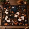 Picture of Halloween Ghost Reading Tapestry, Trick or Read Wall Hanging, Spooky Library Blanket, Halloween Book Lover Room Decor, Halloween Tapestry