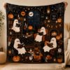 Picture of Halloween Ghost Reading Tapestry, Trick or Read Wall Hanging, Spooky Library Blanket, Halloween Book Lover Room Decor, Halloween Tapestry