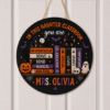 Picture of Halloween Classroom Door Sign, Personalized Haunted Classroom Teacher Door Hanger, Spooky Book Shelf Decor, Teacher Gift, Back To School