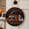 Picture of Halloween Classroom Door Sign, Personalized Haunted Classroom Teacher Door Hanger, Spooky Book Shelf Decor, Teacher Gift, Back To School