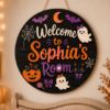 Picture of Personalized Halloween Door Sign, Kids Room Door Hanger, Ghost Cat Pumpkin Decor, Spooky Welcome Sign, Halloween Bedroom Decor Gift