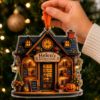 Picture of Personalized Halloween Bookstore Ornament, Custom Book Lover Acrylic Ornament, Cozy Bookshop Halloween Decor, Reader Christmas Gift
