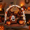 Picture of Personalized Halloween Reading Ghost Ornament, Custom Book Lover Acrylic Ornament, Cozy Library Halloween Decor, Reader Christmas Gift