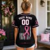 Picture of Personalized Breast Cancer Awareness Baseball Jersey, Custom Pink Ribbon Button Up Shirt, Butterfly Support Jersey, Survivor Team Gift