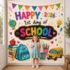 Picture of First Day of School Backdrop 2026, Colorful Back to School Tapestry, Classroom Photo Banner, Kindergarten School Picture Decor Class
