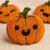 Picture of Cute Halloween Pumpkin Embroidered Patch | Iron On Sew On Jack O Lantern Patch | Spooky Applique for Jacket Hat Backpack