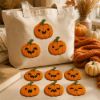 Picture of Cute Halloween Pumpkin Embroidered Patch | Iron On Sew On Jack O Lantern Patch | Spooky Applique for Jacket Hat Backpack