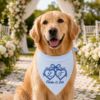 Picture of Personalized Embroidered Dog Bandana, Embroidered Wedding Dog Bandana, Custom Initial Pet Scarf, Ring Bearer Dog Gift, Monogram Dog