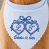 Picture of Personalized Embroidered Dog Bandana, Embroidered Wedding Dog Bandana, Custom Initial Pet Scarf, Ring Bearer Dog Gift, Monogram Dog